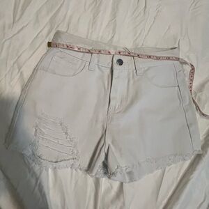 Women's White Distressed Denim Shorts
